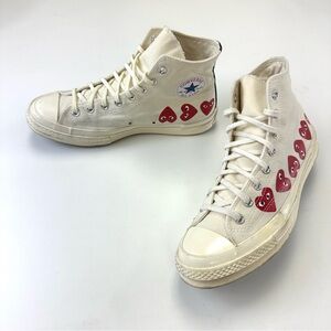 COMME DE garçon Converse Chuck Taylor hi-top Sneakers Mens Multi Hearts Size 10